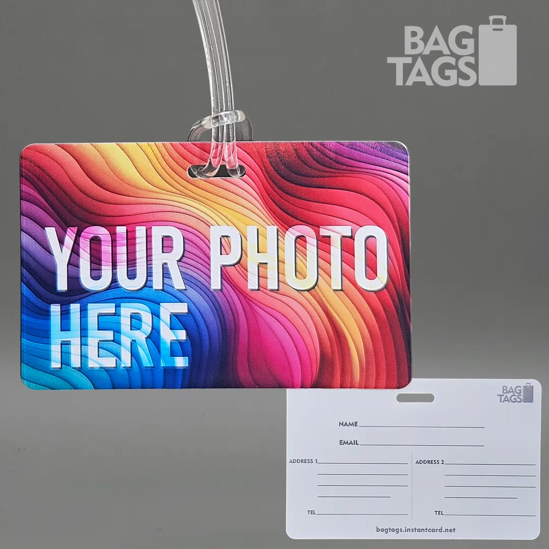 custom luggage tag - double-address horizontal - loop