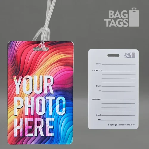 custom luggage tag - double-address vertical - loop